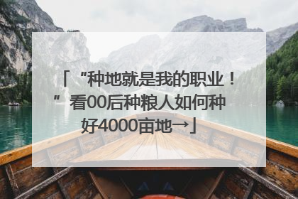 “种地就是我的职业！”看00后种粮人如何种好4000亩地→