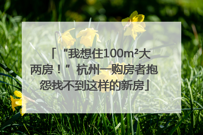 “我想住100m²大两房！”杭州一购房者抱怨找不到这样的新房