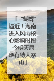 “蝴蝶”逼近！海南进入风雨核心影响时段 今明天局地有特大暴雨