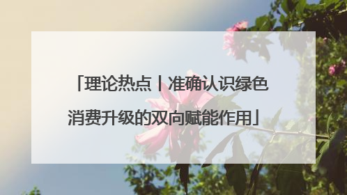 理论热点丨准确认识绿色消费升级的双向赋能作用