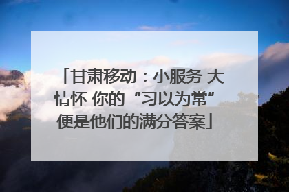 甘肃移动：小服务 大情怀 你的“习以为常”便是他们的满分答案