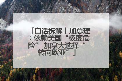 白话拆解丨加总理：依赖美国“极度危险” 加拿大选择“转向欧亚”