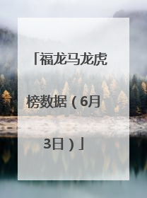 福龙马龙虎榜数据（6月3日）