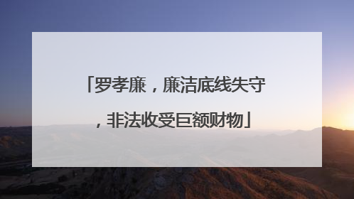 罗孝廉，廉洁底线失守，非法收受巨额财物