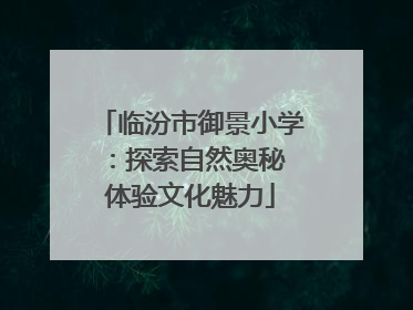 临汾市御景小学：探索自然奥秘 体验文化魅力