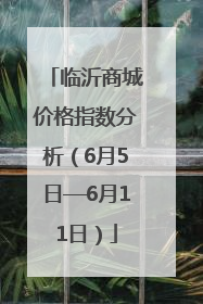 临沂商城价格指数分析（6月5日—6月11日）