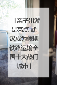 亲子出游是亮点 武汉成为假期铁路运输全国十大热门城市
