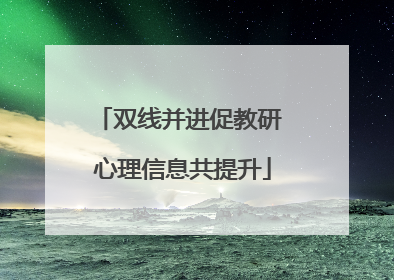 双线并进促教研 心理信息共提升