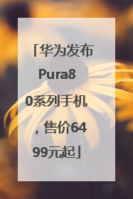 华为发布Pura80系列手机，售价6499元起