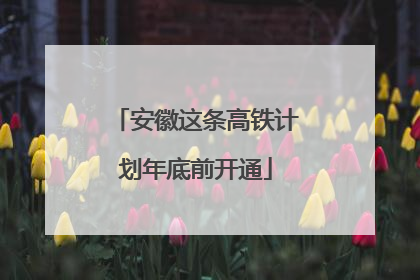 安徽这条高铁计划年底前开通