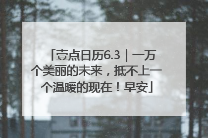 壹点日历6.3｜一万个美丽的未来，抵不上一个温暖的现在！早安