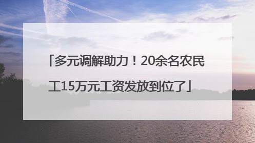 多元调解助力！20余名农民工15万元工资发放到位了