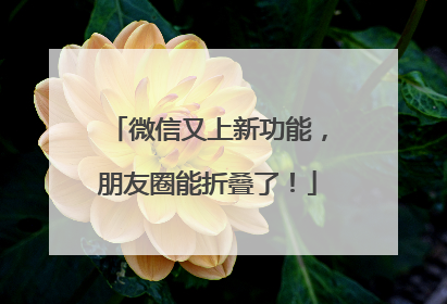 微信又上新功能，朋友圈能折叠了！