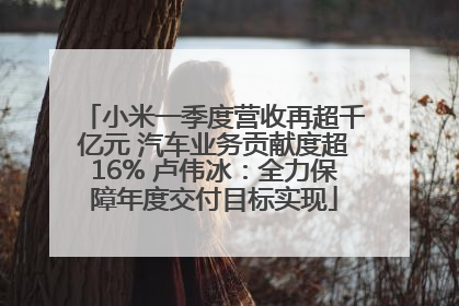小米一季度营收再超千亿元 汽车业务贡献度超16% 卢伟冰：全力保障年度交付目标实现