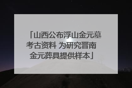 山西公布浮山金元墓考古资料 为研究晋南金元葬具提供样本