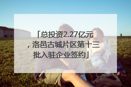 总投资2.27亿元，洛邑古城片区第十三批入驻企业签约