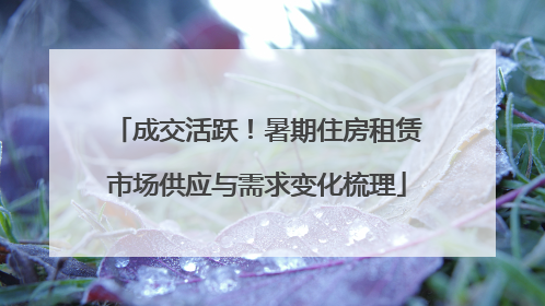 成交活跃！暑期住房租赁市场供应与需求变化梳理