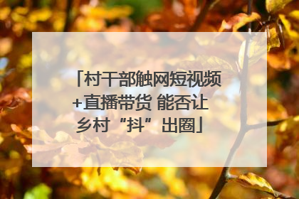 村干部触网短视频+直播带货 能否让乡村“抖”出圈