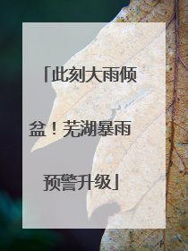 此刻大雨倾盆！芜湖暴雨预警升级