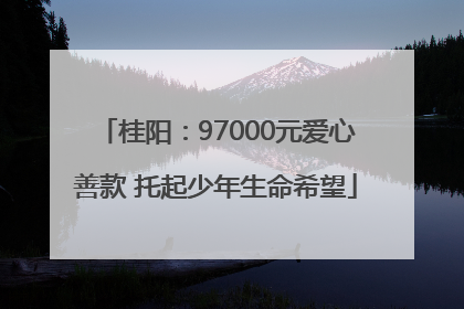 桂阳：97000元爱心善款 托起少年生命希望