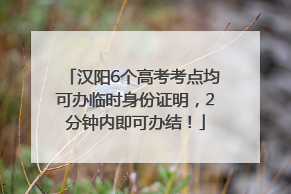 汉阳6个高考考点均可办临时身份证明，2分钟内即可办结！