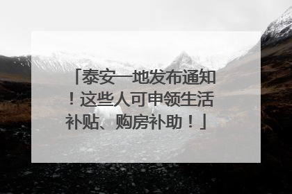 泰安一地发布通知！这些人可申领生活补贴、购房补助！