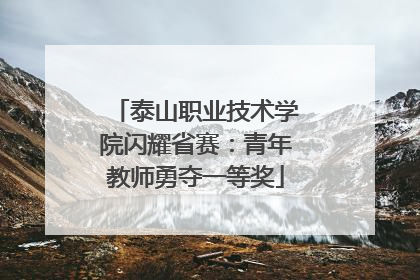 泰山职业技术学院闪耀省赛：青年教师勇夺一等奖
