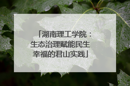 湖南理工学院：生态治理赋能民生幸福的君山实践