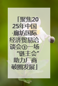 聚焦2025年中国·廊坊国际经济贸易洽谈会③一场“链主会” 助力厂商破圈发展
