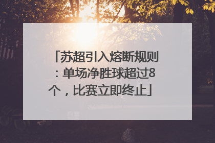 苏超引入熔断规则：单场净胜球超过8个，比赛立即终止