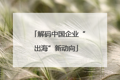 解码中国企业“出海”新动向