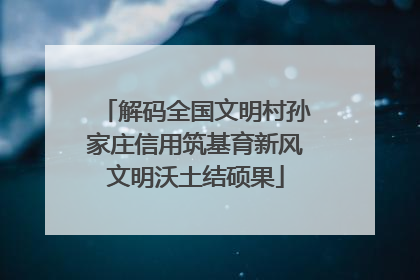 解码全国文明村孙家庄信用筑基育新风文明沃土结硕果