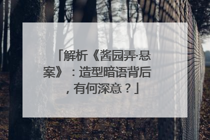 解析《酱园弄·悬案》：造型暗语背后，有何深意？