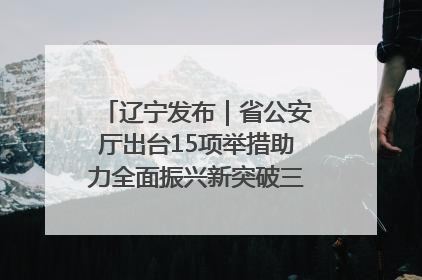 辽宁发布｜省公安厅出台15项举措助力全面振兴新突破三年行动决胜之战