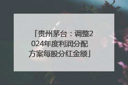 贵州茅台：调整2024年度利润分配方案每股分红金额