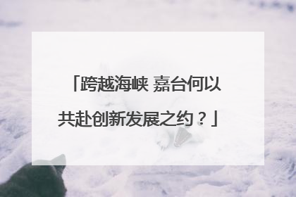跨越海峡 嘉台何以共赴创新发展之约？