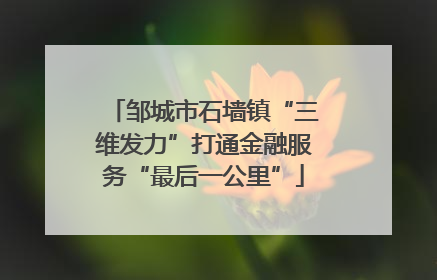 邹城市石墙镇“三维发力”打通金融服务“最后一公里”