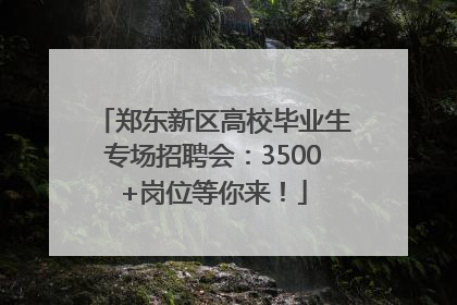 郑东新区高校毕业生专场招聘会：3500+岗位等你来！