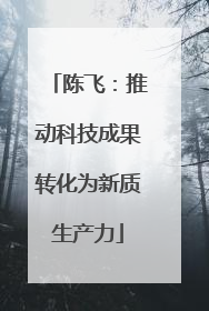 陈飞：推动科技成果转化为新质生产力