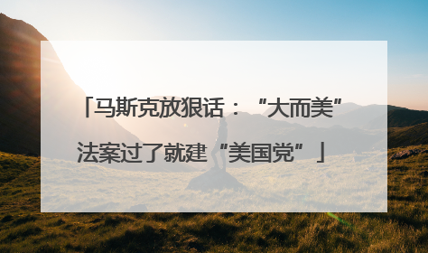 马斯克放狠话：“大而美”法案过了就建“美国党”