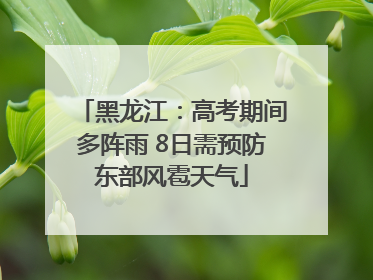 黑龙江：高考期间多阵雨 8日需预防东部风雹天气