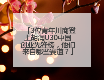 3位青年川商登上胡润U30中国创业先锋榜，他们来自哪些赛道？